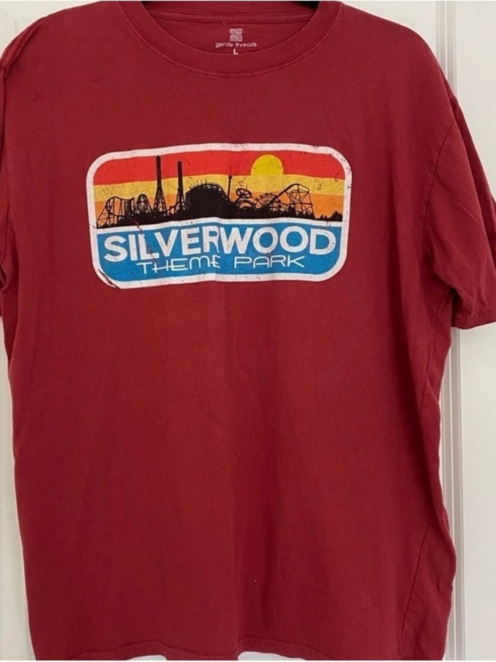 Silver Jeans Red Graphic Silverwood Theme Park Tee